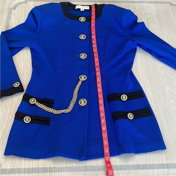 St. John Collection Royal Blue and Black Skirt Suit Set - Picture 9 of 10